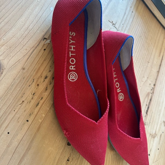 Rothy’s The Point Retired Red Flame Slip on Flats Size 9 - Picture 2 of 6